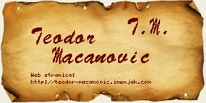 Teodor Macanović vizit kartica